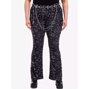 Daisy Street Celestial Velvet Flare Leggings With Belt Plus Size 1 Nwot